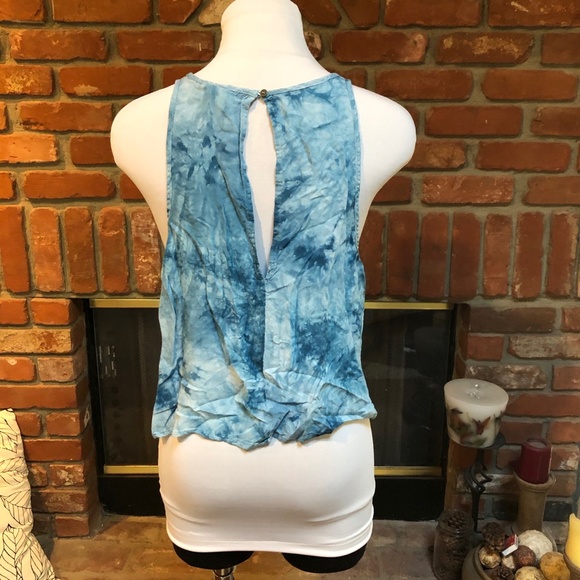 Tied Dye Embroidered Cropped BoHo Hipped Tank Top - Picture 8 of 8